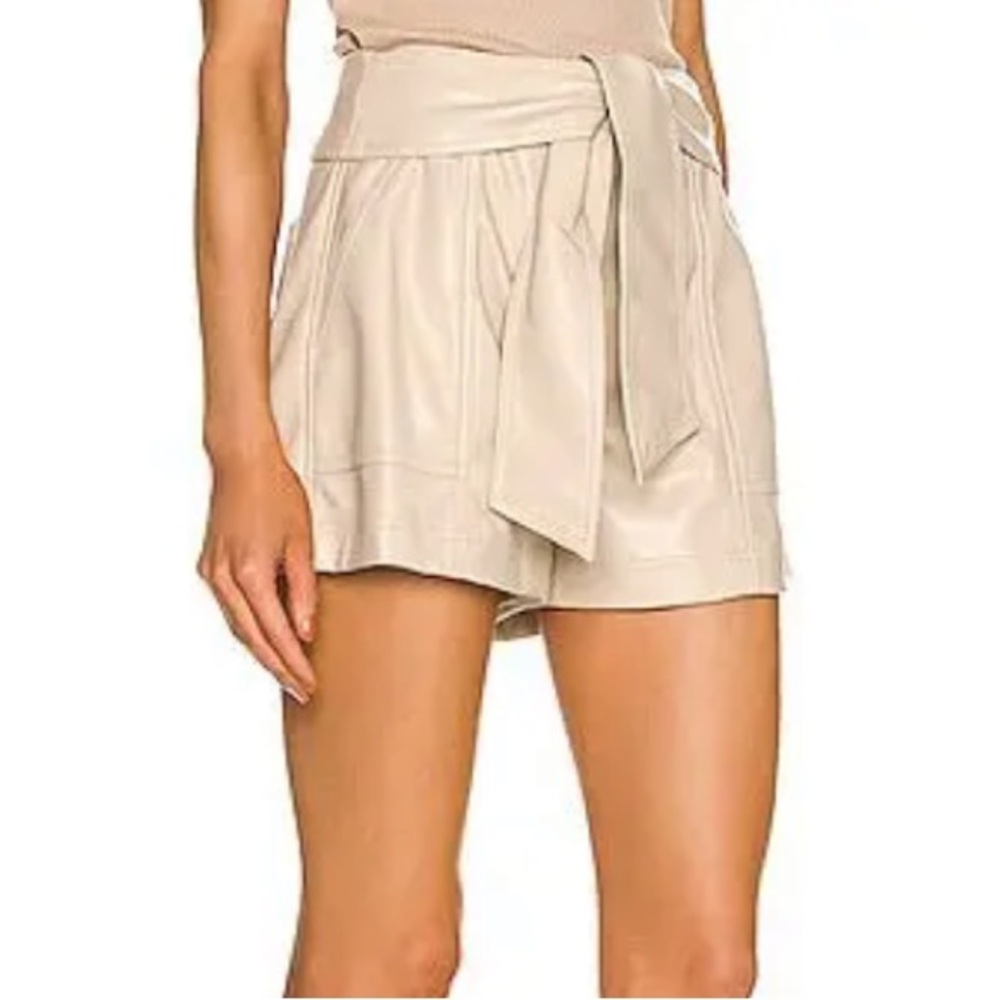 New Jonathan Simkhai‎ Mari Vegan Leather Tie Waist Short in Beige - Picture 10 of 10